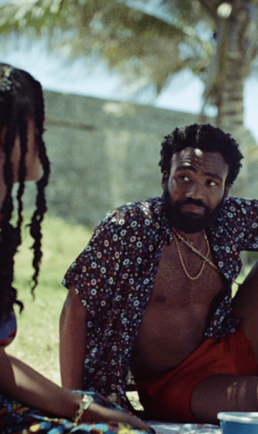 Rihanna and Donald Glover in 'Guava Island' / Film still via Amazon Prime.