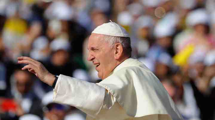 Pope Francis celebrates Mass at Zayed Sport City on February 5, 2019 in Abu Dhabi, United Arab Emirates. Photo by Francois Nel/Getty Images