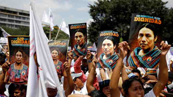 Supporters of Thelma Cabrera, presidential candidate for the Movimiento para la Liberacion de los Pueblos party, attend her rally at Plaza de la Constitucion, in Guatemala City, Guatemala June 8, 2019. Photo by REUTERS/Luis Echeverria
