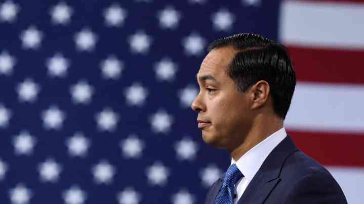 Democratic presidential candidate Julian Castro speaks at the National Forum on Wages and Working People: Creating an Economy That Works for All at Enclave on April 27, 2019 in Las Vegas, Nevada. Six of the 2020 Democratic presidential candidates are attending the forum, held by the Service Employees International Union and the Center for American Progress Action Fund, to share their economic policies. Photo by Ethan Miller/Getty Images