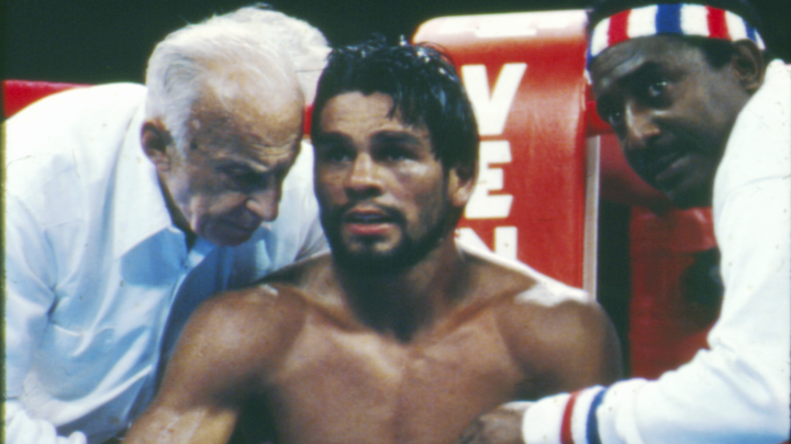 Durán during his first match against Sugar Ray Leonard match. Photo courtesy of the Boxing Hall of Fame Las Vegas.