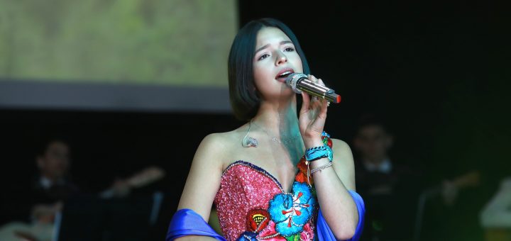 Recording artist Angela Aguilar performs onstage during Pepe Aguilar and Family 'Jaripeo Sin Fronteras 2019' press conference at Los Angeles Theatre on April 01, 2019 in Los Angeles, California. Photo by JC Olivera/Getty Images