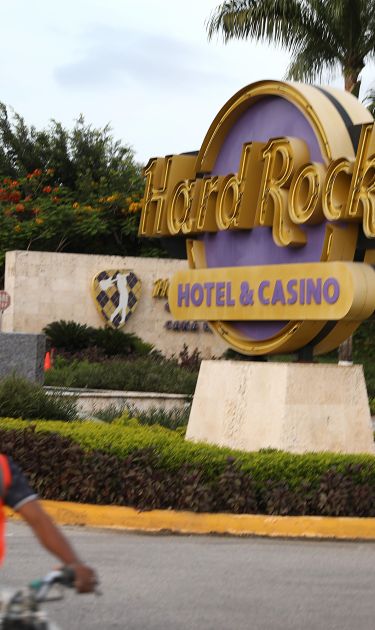 The entrance of the Hard Rock Hotel & Casino is seen on June 20, 2019 in Punta Cana, Dominican Republic. Photo by Joe Raedle/Getty Images