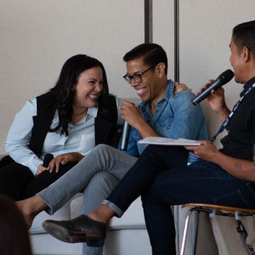 Gloria Calderón Kellett and Steven Canals at NALIP Media Summit 2019’s Pilot Crash Course panel. Courtesy of NALIP