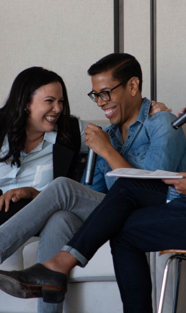 Gloria Calderón Kellett and Steven Canals at NALIP Media Summit 2019’s Pilot Crash Course panel. Courtesy of NALIP