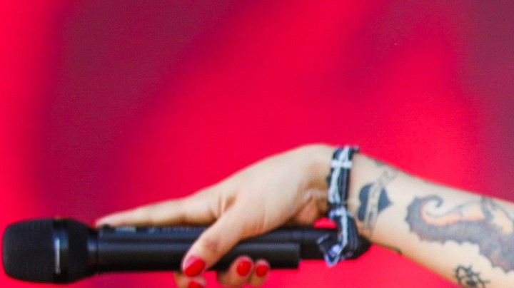 Mon Laferte performs on Coachella Stage during the 2019 Coachella Valley Music And Arts Festival (Photo by Rich Fury/Getty Images for Coachella)