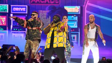 Farruko, Sech, Lenny Tavares and Maluma perform on stage during Premios Juventud 2019 at Watsco Center on July 18, 2019 in Coral Gables, Florida. Photo by Jason Koerner/Getty Images