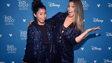 Tess Romero and Gina Rodriguez of 'Diary of a Female President'at Disney’s D23 EXPO 2019 in Anaheim, Calif. Photo by Alberto E. Rodriguez/Getty Images for Disney