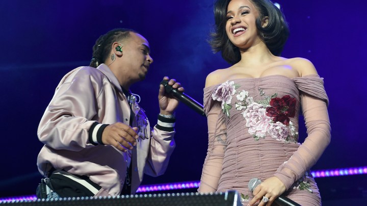 Ozuna and Cardi B perform onstage during Calibash Los Angeles 2018 at Staples Center on January 20, 2018. Photo by Kevin Winter/Getty Images