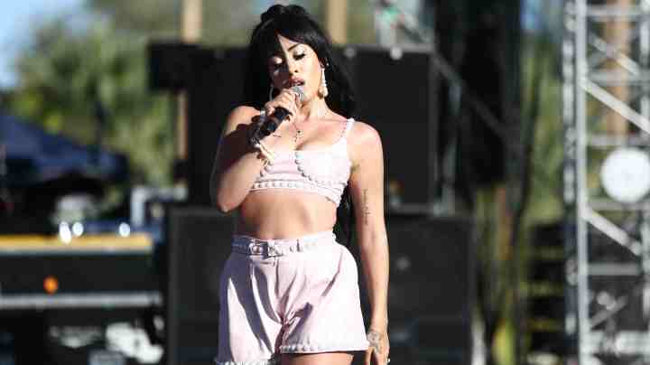 Kali Uchis performs onstage during the 2018 Coachella Valley Music And Arts Festival at the Empire Polo Field on April 20, 2018 in Indio, California. Photo by Rich Fury/Getty Images for Coachella