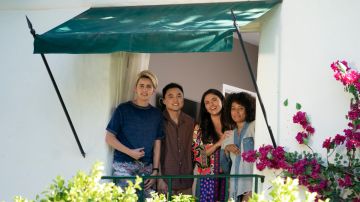 Jacqueline Toboni as Finley, Leo Sheng as Micah Lee, Arienne Mandi as Dani Nunez and Rosanny Zayas as Sophie Suarez in The L Word: Generation Q, "Let's Do It Again." Photo by Hilary B Gayle. Courtesy of Showtime.