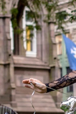Mandy Velez celebrates paying off her student loan debt with a photoshoot at a New York cemetery. Photo by Mike Arrison