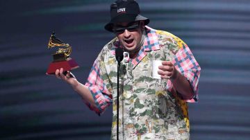 Bad Bunny accepts the award for Best Urban album onstage during the 20th annual Latin GRAMMY Awards at MGM Grand Garden Arena on November 14, 2019 in Las Vegas, Nevada. Photo by Kevin Winter/Getty Images for LARAS