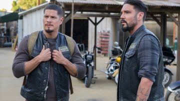 JD Pardo as EZ Reyes, Clayton Cardenas as Angel Reyes in 'Mayans M.C.' Season 2, Episode 5. Photo by Prashant Gupta. Courtesy of FX