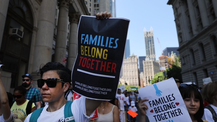 Thousands of people march in support of families separated at the U.S.-Mexico border on June 30, 2018 in New York, New York. Photo by Spencer Platt/Getty Images
