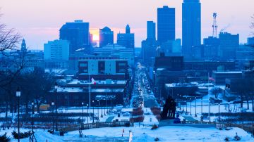 Des Moines, Iowa skyline at sunset. Photo by benkrut / Getty Images