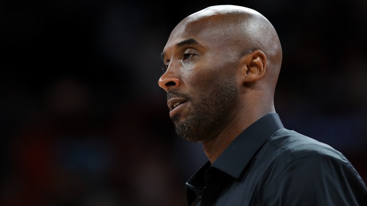 NBA Legend Kobe Bryant takes part in a ceremony during FIBA World Cup 2019 final match between Argentina and Spain.  Photo by Lintao Zhang/Getty Images
