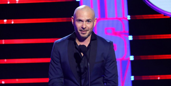 Pitbull speaks onstage during the 2019 Latin American Music Awards. Photo by JC Olivera/Getty Images