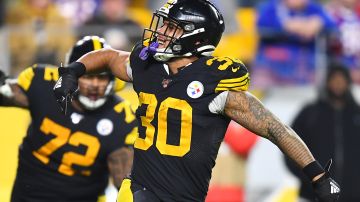 James Conner #30 of the Pittsburgh Steelers celebrates scoring a touchdown. Photo by Joe Sargent / Getty Images Sport