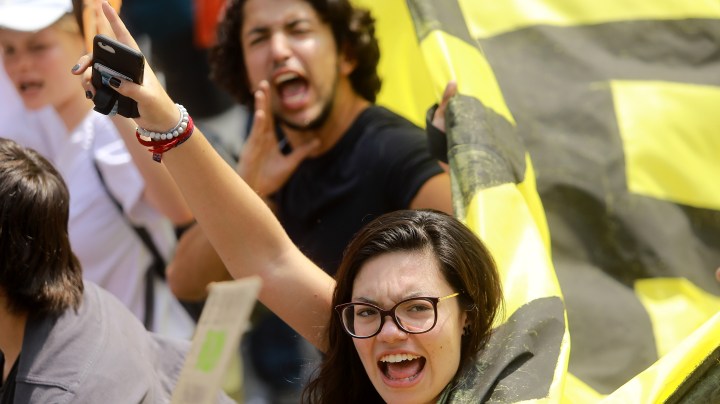 A woman shputs slogans during a demonstration on September 20, 2019 in Mexico City, Mexico. Photo by Hector Vivas/Getty Images
