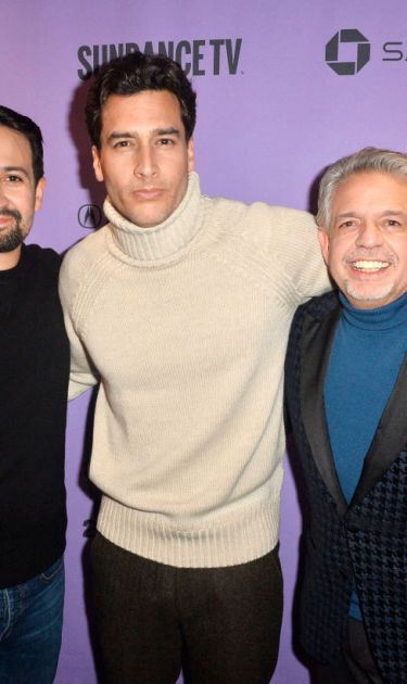 Lin-Manuel Miranda, Director John James and Luis A. Miranda, Jr. attend the 2020 Sundance Film Festival - "Siempre Luis" Premiere. Photo by Jerod Harris/Getty Images.
