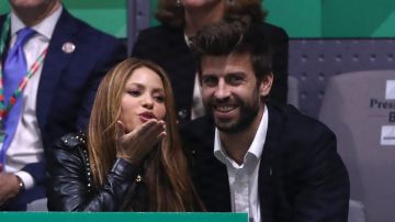 Singer Shakira (L) and her husband and footballer Gerard Pique of FC Barcelona (R) react in the stands as they watch the singles final match between Rafael Nadal of Spain and Denis Shapovalov of Canada during Day Seven of the 2019 Davis Cup at La Caja Magica on November 24, 2019 in Madrid, Spain. Photo by Alex Pantling/Getty Images