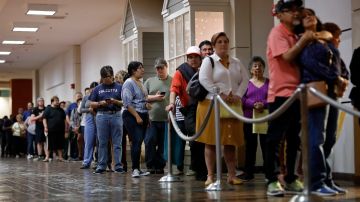 Voters wait in line to cast their ballots on March 3, 2020 in San Antonio, Texas. Photo by Edward A. Ornelas/Getty Images