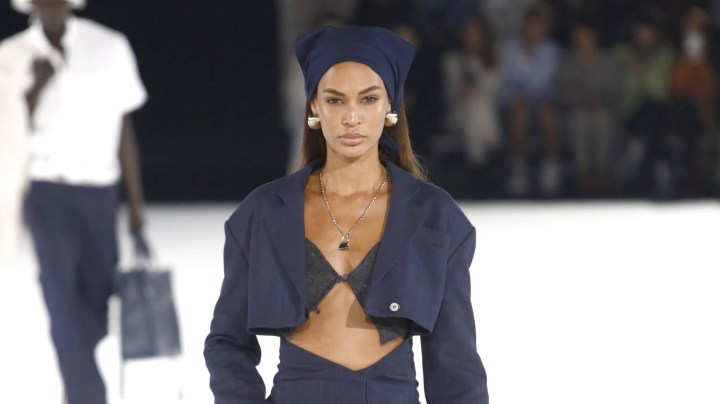 Joan Smalls walks the runway during the Jacquemus Menswear Fall/Winter 2020-2021 show as part of Paris Fashion Week on January 18, 2020 in Paris, France. Photo by Julien M. Hekimian/Getty Images