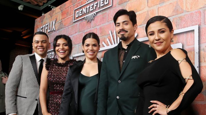 J.J. Soria, Karrie Martin, America Ferrera, Carlos Santos and Annie Gonzalez attend the premiere of Netflix's 'Gentefied.' Photo by Randy Shropshire/Getty Images for Netflix.
