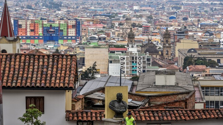 Panoramic view of part of the city during the first day of national quarantine to stop the spread of COVID-19 on March 25, 2020 in Bogota, Colombia. Photo by Guillermo Legaria/Getty Images