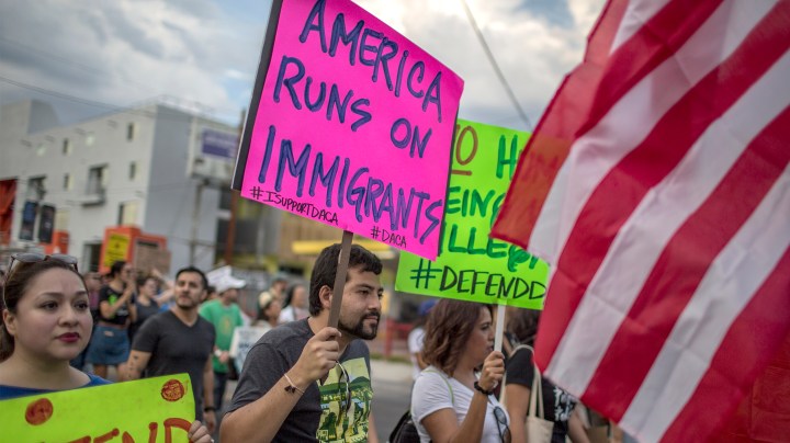 Thousands of immigrants and supporters join the Defend DACA March to oppose the President Trump order to end DACA on September 10, 2017 in Los Angeles, California. Photo by David McNew/Getty Images
