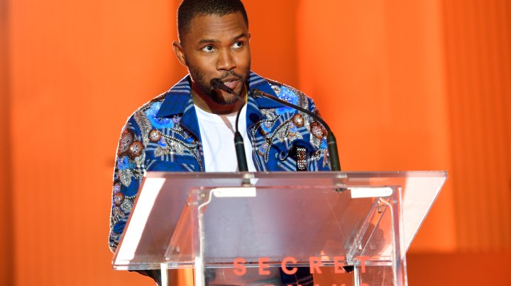 Frank Ocean speaks onstage at Spotify's Inaugural Secret Genius Awards hosted by Lizzo at Vibiana. Photo by Matt Winkelmeyer/Getty Images for Spotify