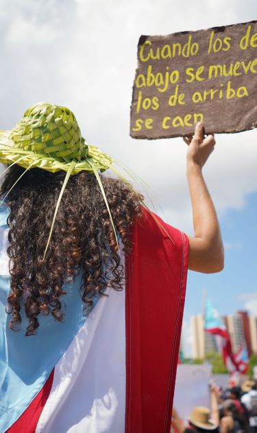 Demonstrators walk down and line the Las Americas Expressway, the biggest highway in Puerto Rico, as part of a massive march  on July 22, 2019 in San Juan, Puerto Rico. Photo by Angel Valentin/Getty Images