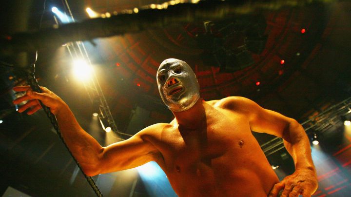 A Mexican Lucha Libre wrestler looks on during a press call on July 3, 2008 in London, England. Photo by Daniel Berehulak/Getty Images
