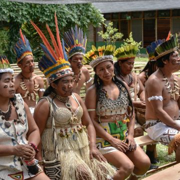 Colombian Amazon natives attend the inauguration of the Summit of Presidents for the Amazon on September 06, 2019 in Leticia, Colombia. Photo by Guillermo Legaria/Getty Images