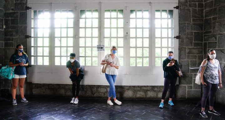People wait in line to vote in Georgia's Primary Election on June 9, 2020 in Atlanta, Georgia. Photo by Elijah Nouvelage/Getty Images