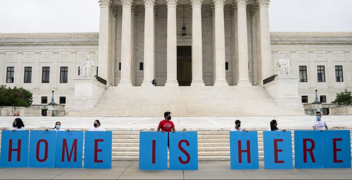 DACA recipients and their supporters rally outside the U.S. Supreme Court on June 18, 2020 in Washington, DC. Photo by Drew Angerer/Getty Images