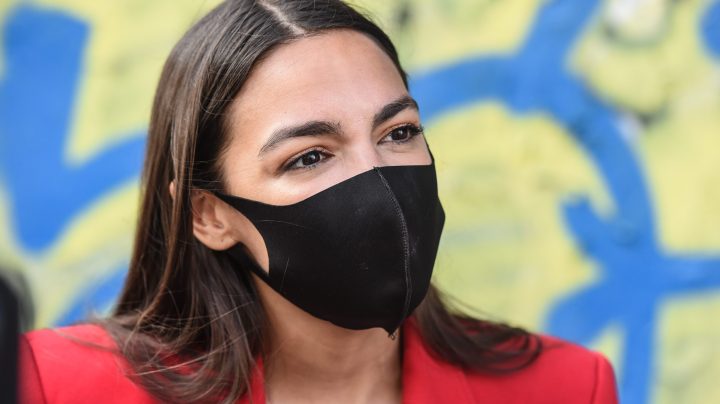 Rep. Alexandria Ocasio-Cortez (D-NY) campaigns on June 23, 2020 in the Bronx borough of New York City. Ocasio-Cortez is running for re-election in the 14th congressional district against Michelle Caruso-Cabrera, a former CNBC anchor. Photo by Stephanie Keith/Getty Images