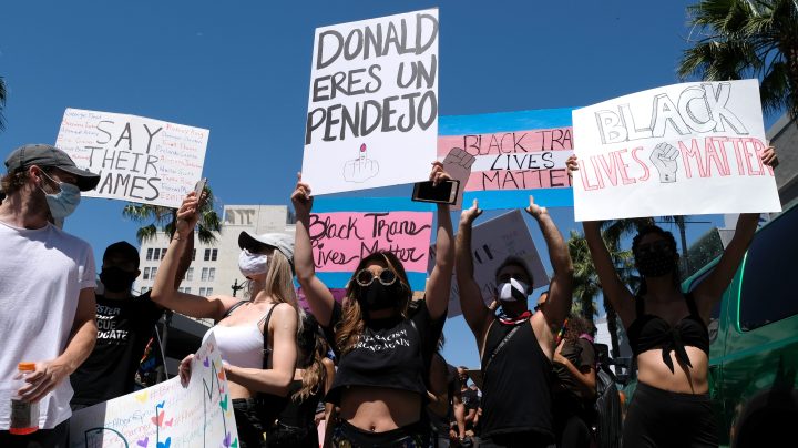 Protesters march in the All Black Lives Matter Solidarity March on June 14, 2020 in Los Angeles, California. Photo by Sarah Morris/Getty Images