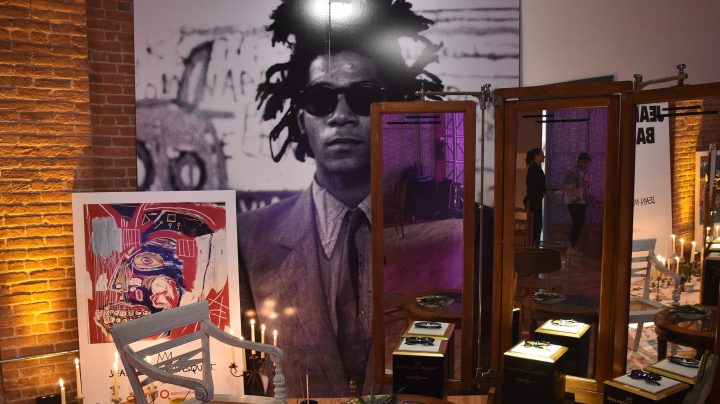 Dislplays showing sunglasses and art at the launch of the Jean-Michel Basquiat for Etnia Barcelona Collection on May 12, 2016 in Brooklyn, New York. Photo by Bryan Bedder/Getty Images