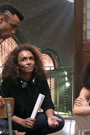 Dyllon Burnside, Janet Mock, Indya Moore & Angel Bismark Curiel. Photo by Jojo Whilden. Courtesy of FX Networks.