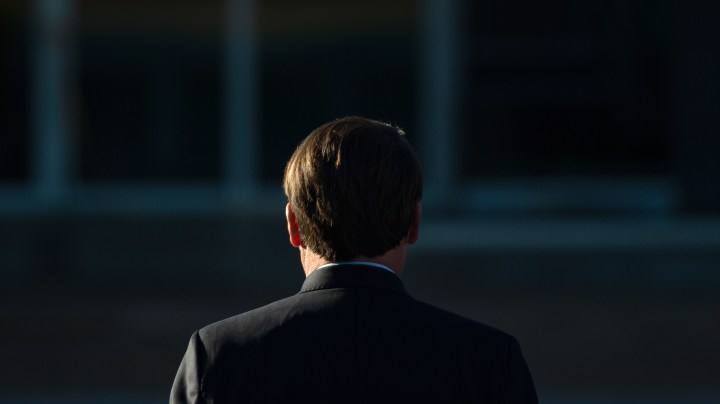 Brazilian President Jair Bolsonaro stands during ceremony to inaugurate the Main Spacial Operations Center (COPE-P) amidst the coronavirus (COVID-19) pandemic at the Comando de Operações Aeroespaciais on June 23, 2020 in Brasilia. Photo by Andressa Anholete/Getty Images