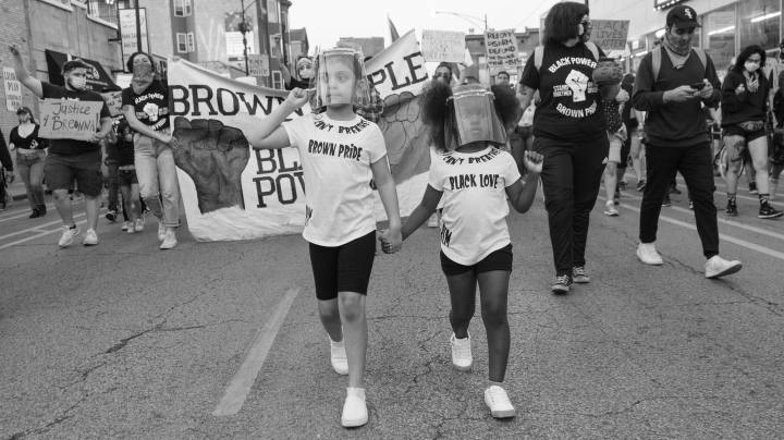 Marchers at a Black and Brown Unity rally in Chicago, June 2020. Photo by Mateo Zapata/Courtesy of Quiet Pictures.