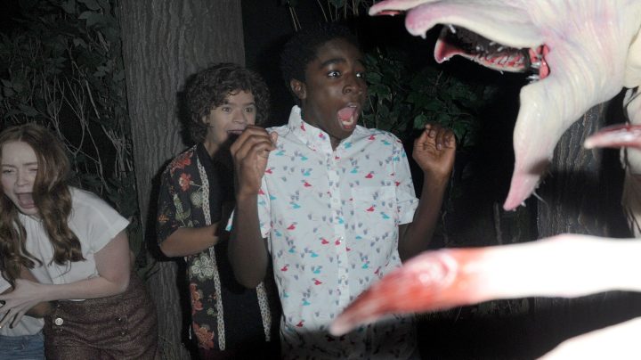 Sadie Sink, Gaten Matarazzo and Caleb McLaughlin attend Stranger Things Maze during Halloween Horror Nights 2018 at Universal Studios Hollywood on September 14, 2018 in Los Angeles, California. Photo by Joshua Blanchard/Getty Images