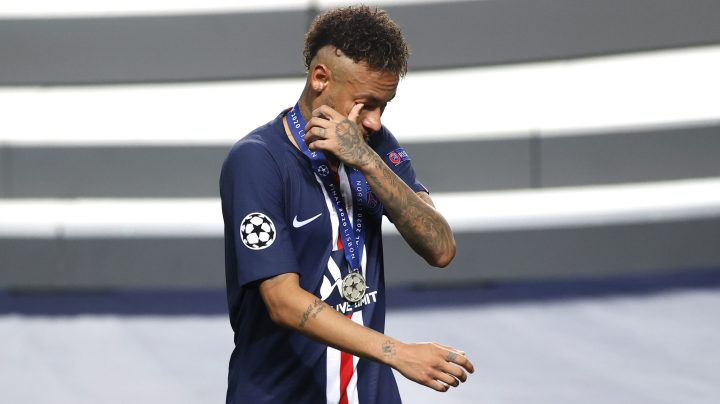 Neymar of Paris Saint-Germain looks dejected following his team's defeat in the UEFA Champions League Final match between Paris Saint-Germain and Bayern Munich at Estadio do Sport Lisboa e Benfica on August 23, 2020 in Lisbon, Portugal. Photo by Matt Childs/Pool via Getty Images