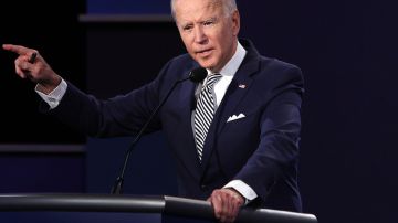 Democratic presidential nominee Joe Biden participates in the first presidential debate against U.S. President Donald Trump at the Health Education Campus of Case Western Reserve University on September 29, 2020 in Cleveland, Ohio. Photo by Scott Olson/Getty Images