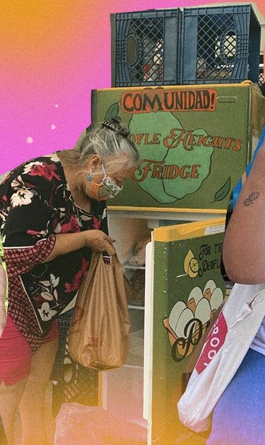 Source: Community fridges IG. Art by Stephany Torres for Remezcla.