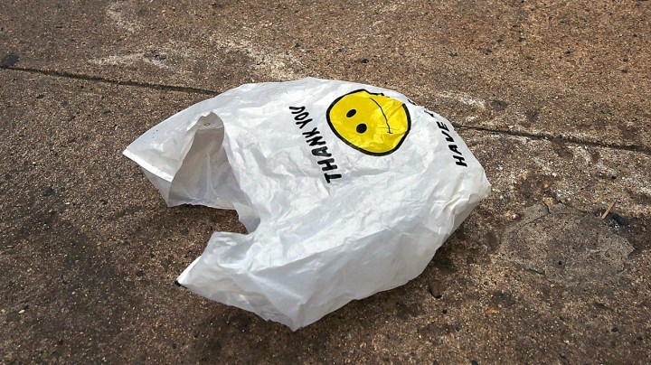 A plastic bag sits in a Manhattan street on May 05, 2016 in New York City. Photo by Spencer Platt/Getty Images