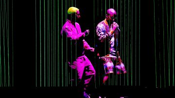 LAS VEGAS, NV - NOVEMBER 16:  J Balvin (L) and Bad Bunny perform onstage during The 18th Annual Latin Grammy Awards at MGM Grand Garden Arena on November 16, 2017 in Las Vegas, Nevada.  (Photo by Gustavo Caballero/Getty Images for LARAS)