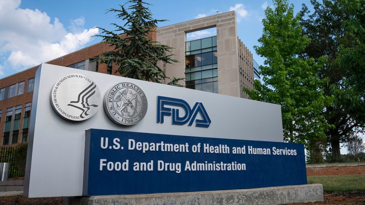 A sign for the Food And Drug Administration is seen outside of the headquarters on July 20, 2020 in White Oak, Maryland. Photo by Sarah Silbiger/Getty Images